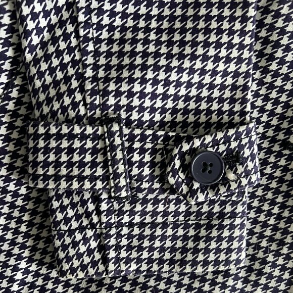 Jack Wills Womens Houndstooth Trench Coat Navy Blue White US 0 - Picture 4 of 4